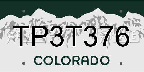 TP3T376 Colorado License Plate