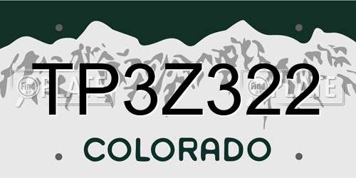 TP3Z322 Colorado License Plate