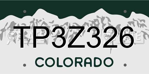 TP3Z326 Colorado License Plate