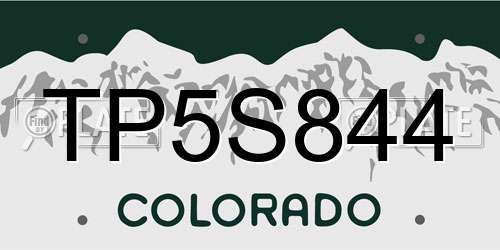 TP5S844 Colorado License Plate
