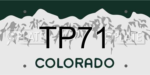 TP71 Colorado License Plate