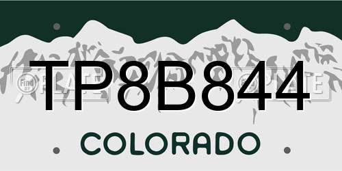 TP8B844 Colorado License Plate