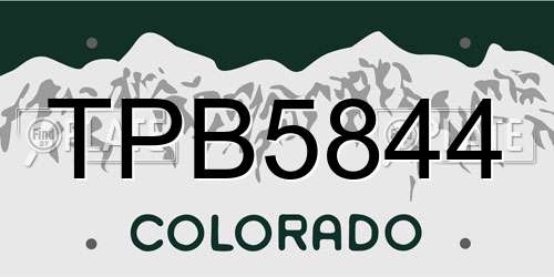 TPB5844 Colorado License Plate
