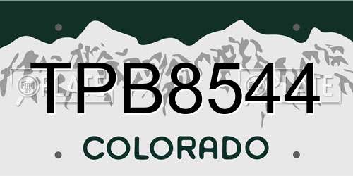 TPB8544 Colorado License Plate