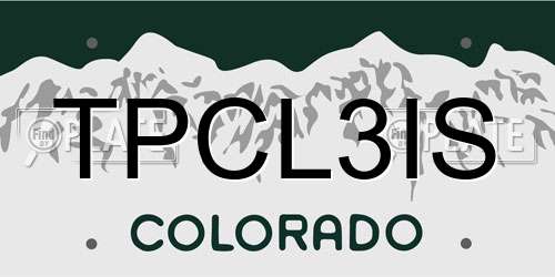 TPCL3IS Colorado License Plate