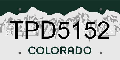 TPD5152 Colorado License Plate