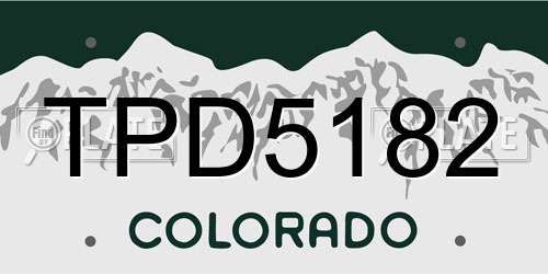 TPD5182 Colorado License Plate