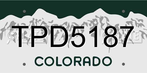 TPD5187 Colorado License Plate