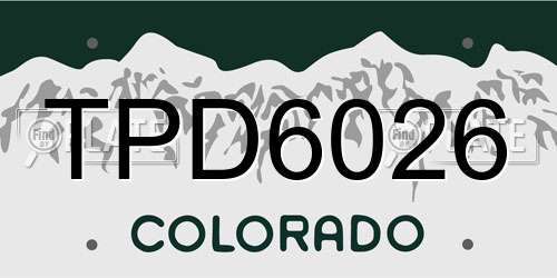 TPD6026 Colorado License Plate