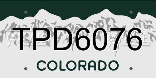 TPD6076 Colorado License Plate