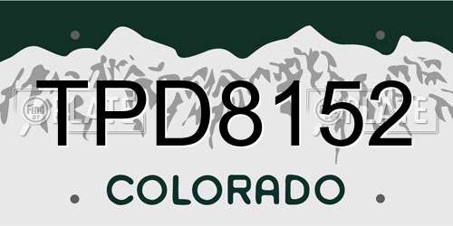 TPD8152 Colorado License Plate