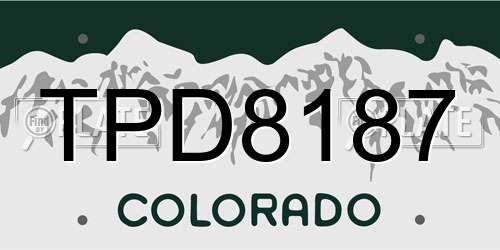 TPD8187 Colorado License Plate
