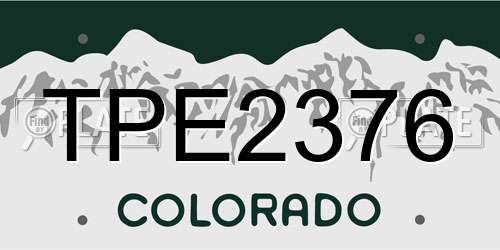 TPE2376 Colorado License Plate
