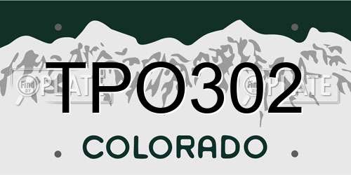 TPO302 Colorado License Plate