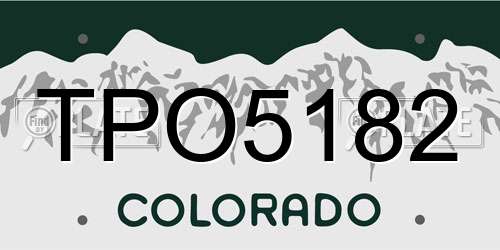 TPO5182 Colorado License Plate