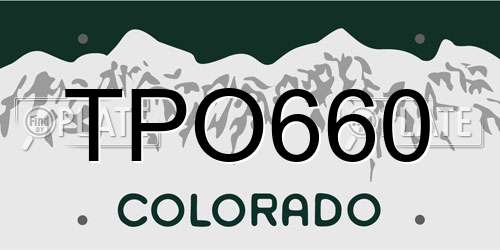 TPO660 Colorado License Plate