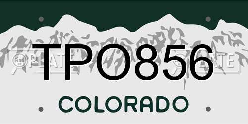 TPO856 Colorado License Plate