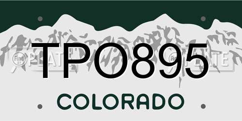 TPO895 Colorado License Plate