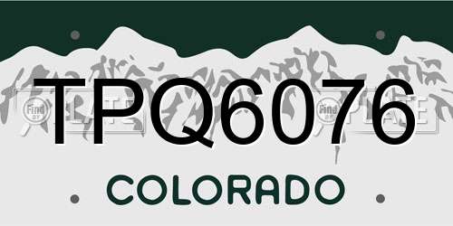 TPQ6076 Colorado License Plate