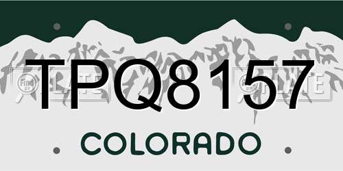 TPQ8157 Colorado License Plate