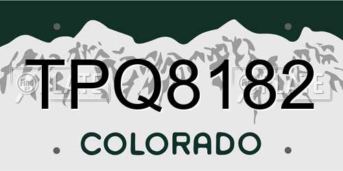 TPQ8182 Colorado License Plate