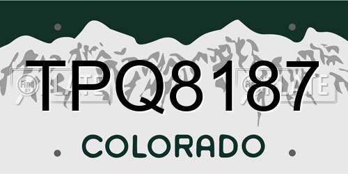TPQ8187 Colorado License Plate