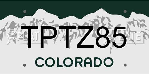 TPTZ85 Colorado License Plate