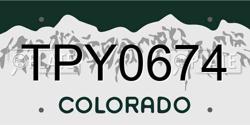 TPY0674 Colorado License Plate