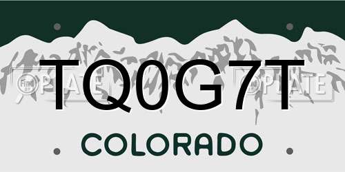 TQ0G7T Colorado License Plate
