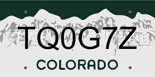 TQ0G7Z Colorado License Plate
