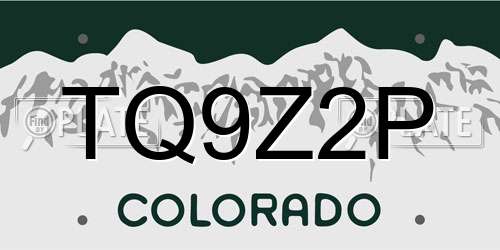 TQ9Z2P Colorado License Plate