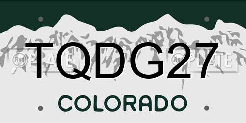 TQDG27 Colorado License Plate