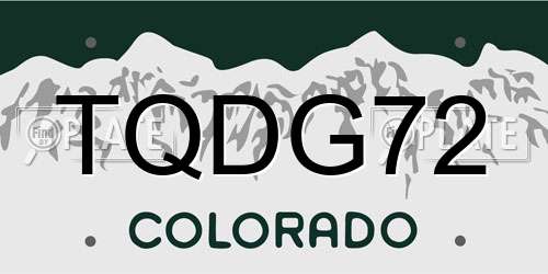 TQDG72 Colorado License Plate
