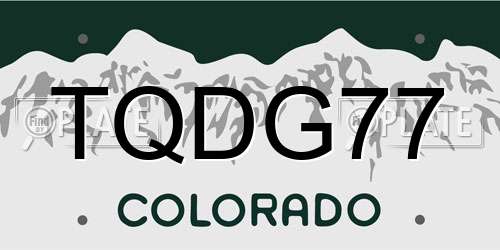 TQDG77 Colorado License Plate