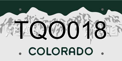 TQO018 Colorado License Plate