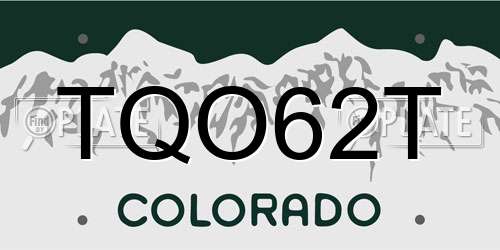 TQO62T Colorado License Plate
