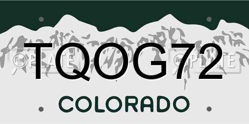 TQOG72 Colorado License Plate