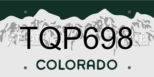 TQP698 Colorado License Plate