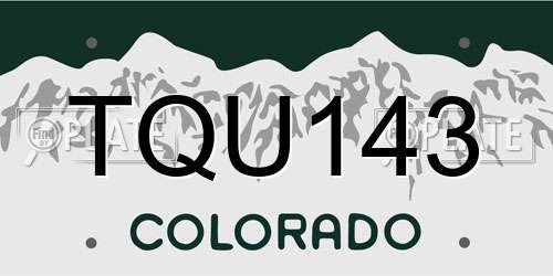 TQU143 Colorado License Plate