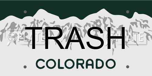 TRASH Colorado License Plate