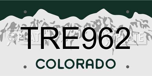 TRE962 Colorado License Plate