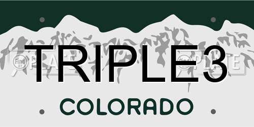 TRIPLE3 Colorado License Plate