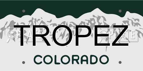 TROPEZ Colorado License Plate