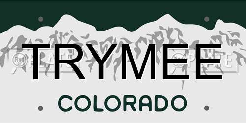 TRYMEE Colorado License Plate