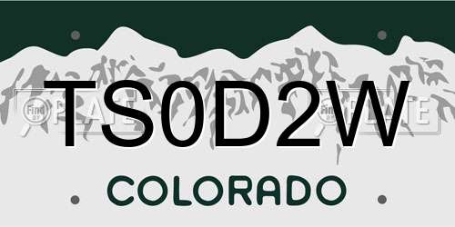 TS0D2W Colorado License Plate