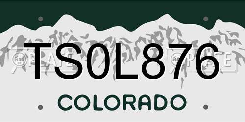 TS0L876 Colorado License Plate