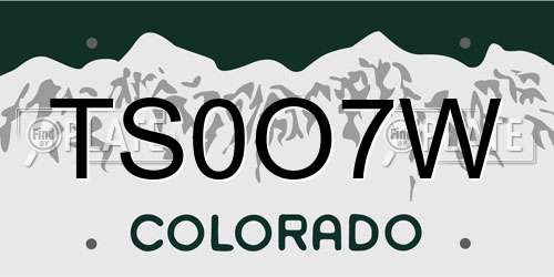 TS0O7W Colorado License Plate
