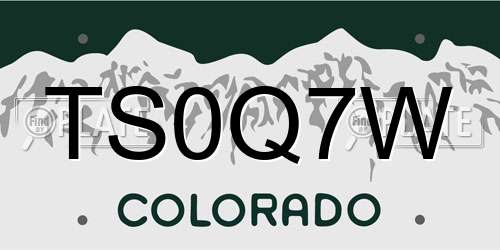 TS0Q7W Colorado License Plate