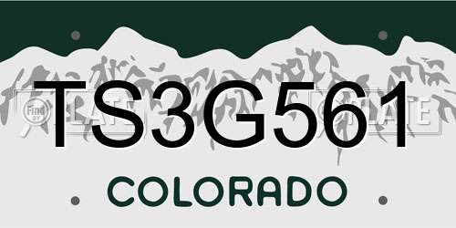 TS3G561 Colorado License Plate