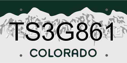 TS3G861 Colorado License Plate